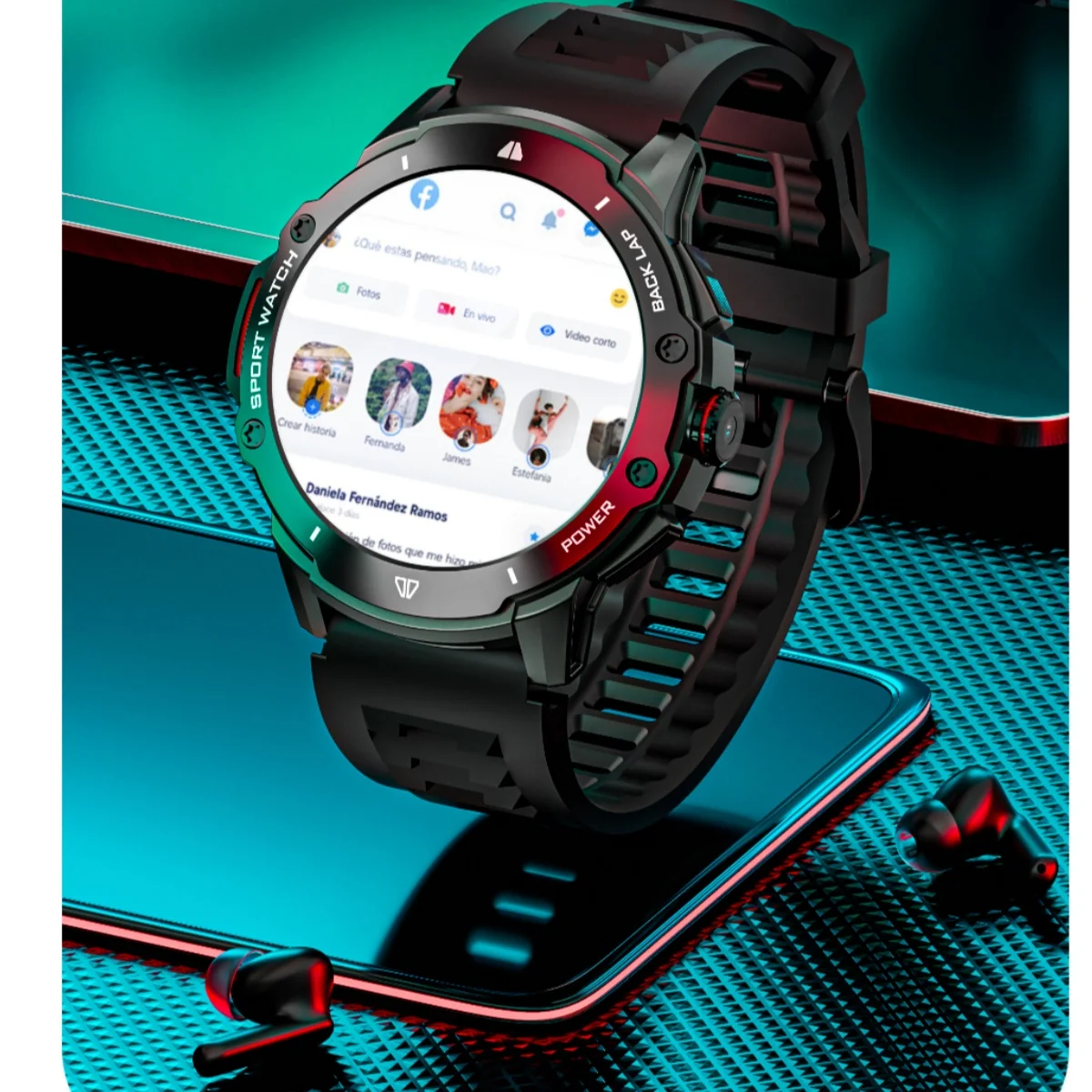 ساعة ذكية من AMOLED للرجال والنساء ، 8 جيجابايت + جيجابايت ، من من من من نوع GB ، وكاميرا GPS W ، وwifi ، ومتجر Google Play ، ومتعقب معدل ضربات القلب ، وساعة ذكية أندرويد