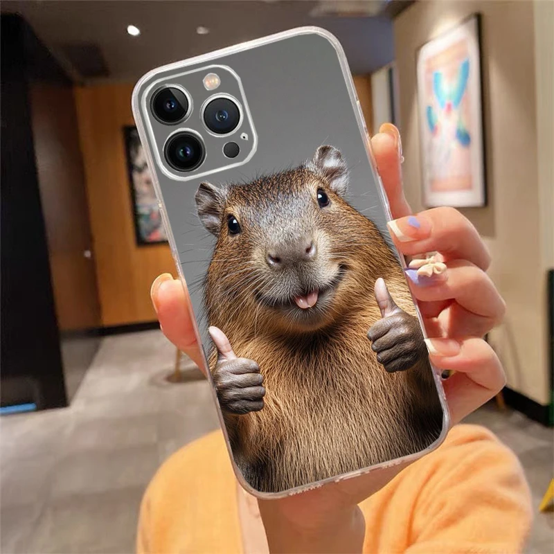 

Animal Capybara Phone Case Carcasa Funda For iPhone 17 Pro Max Air 16 15 14 13 Pro Max 15 16 Pro 15Plus 16E Case