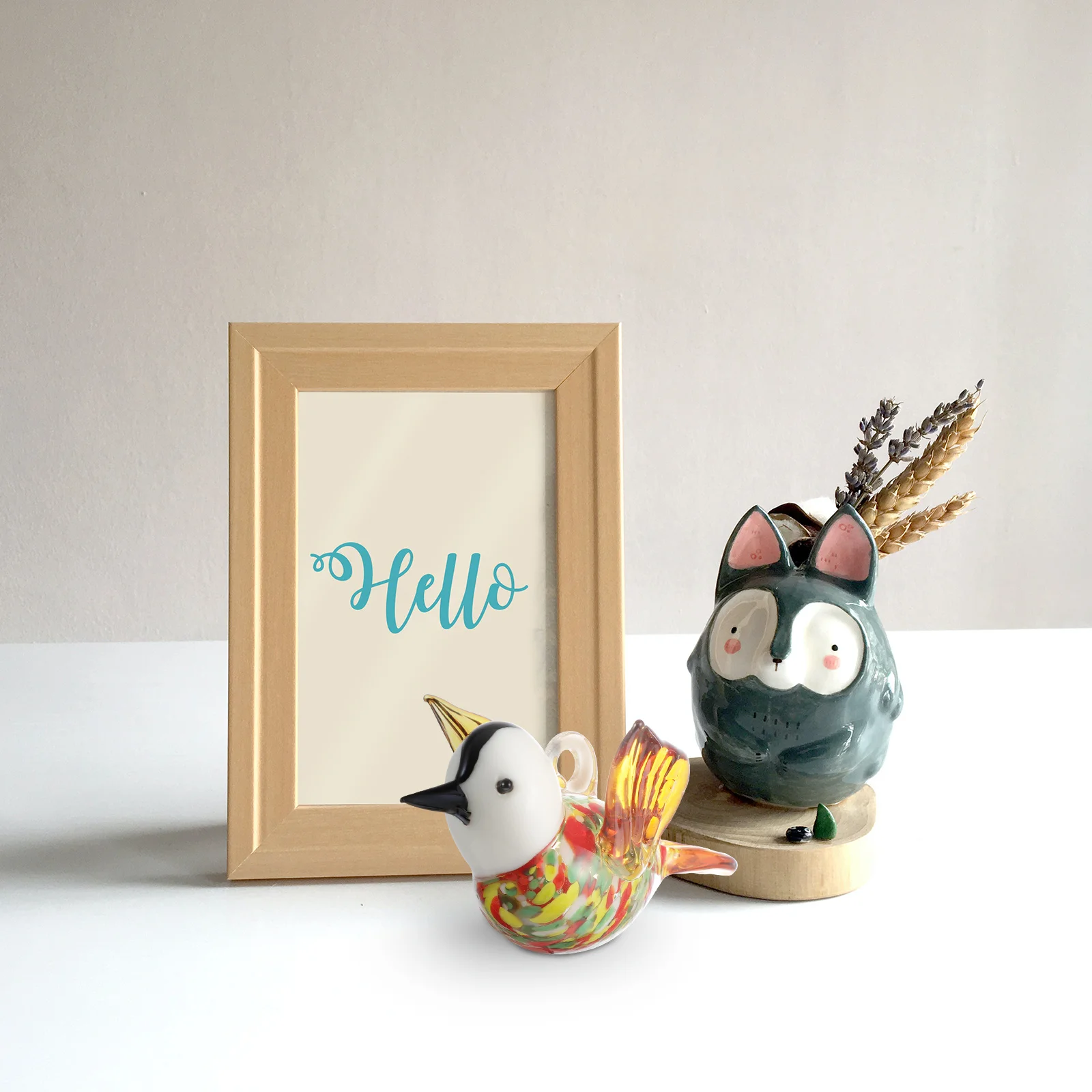 

2Pcs Hanging Bird Ornament Set Elegant Transparent Glass Animal Sculpture for Home Festive Decoration Flying Hummingbird Glass