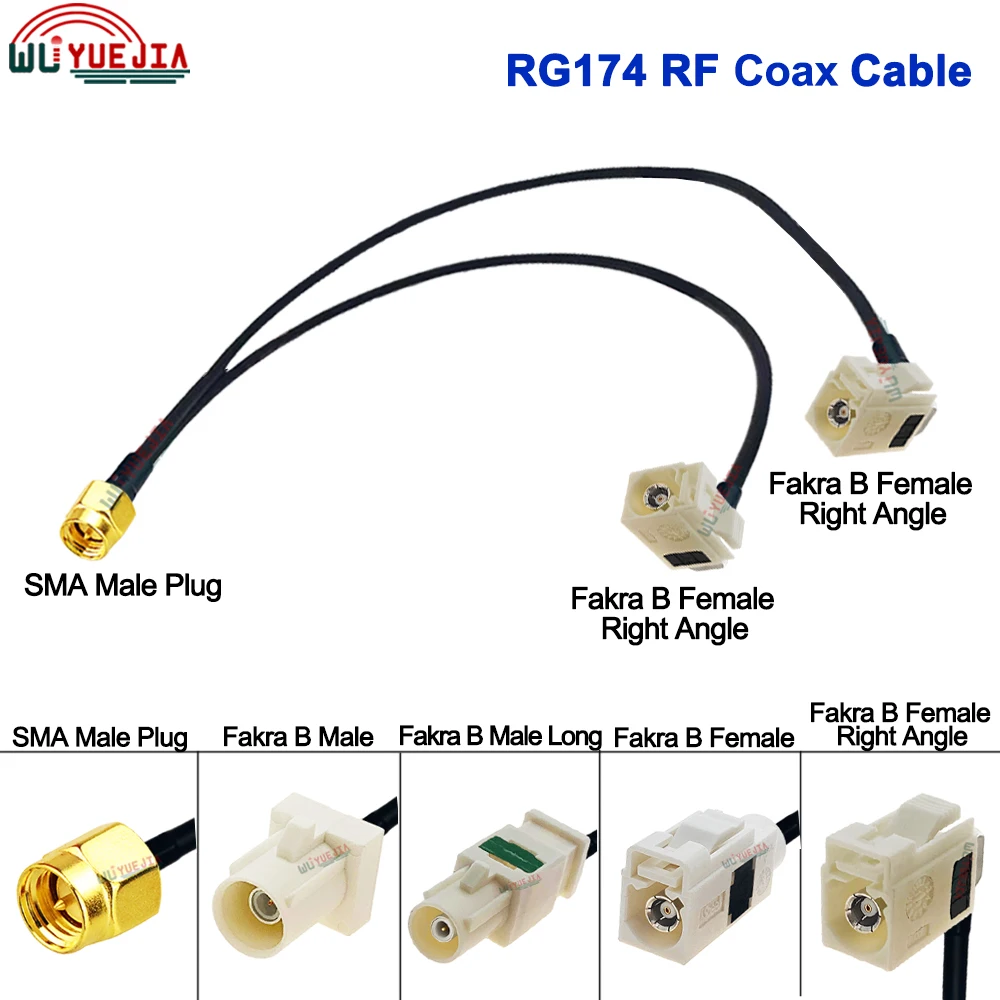 RG-174 كابل SMA ذكر التوصيل إلى الأبيض فقرا B ذكر التوصيل + فقرا B أنثى جاك RF كابل محوري واي فاي هوائي تمديد البلوز ضفيرة