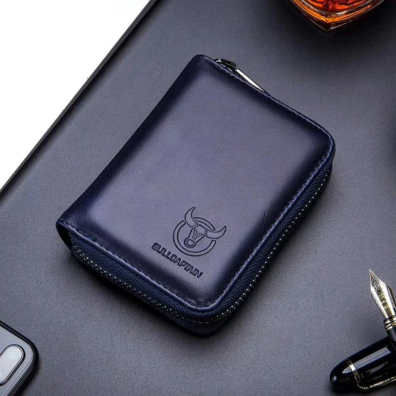 Men Genuine Leather Large Capacity Multi-Slot Card Holder Credit Card ID Card Holder RFID Blocking Credit Card Holder Bag