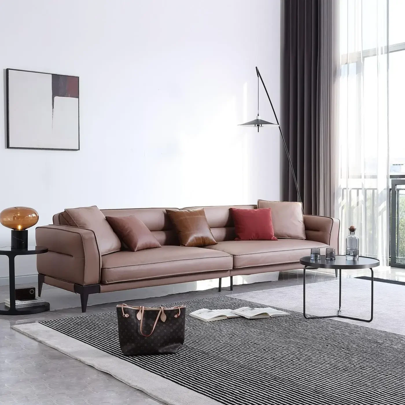 

z Italian Modern Light Luxury Modular Leather Sofa Hot Selling High Quality Living Room Home Furniture Sofa Set