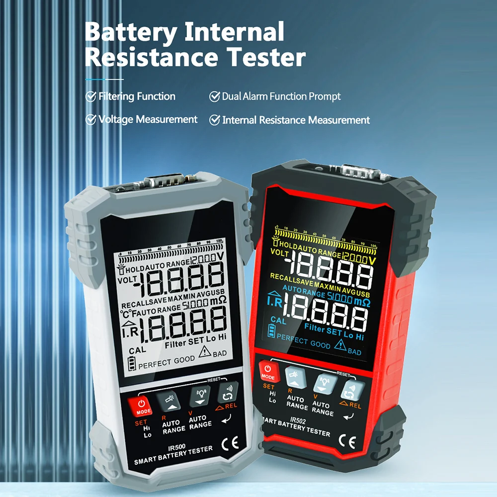 

IR500 IR502 Battery Tester Internal Resistance Voltage Current Test 3.2 Inch Color Screen Auto Diagnostic Tools