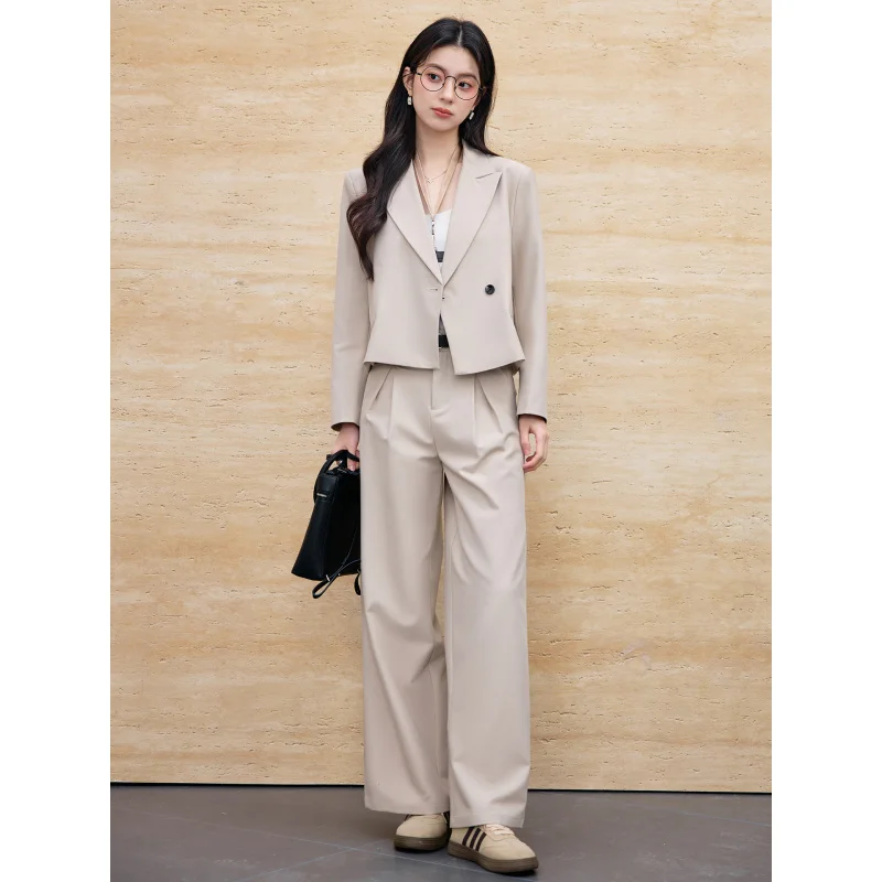 

Серый короткий костюм для женщин, весна-осень 2026. Новый стильный и элегантный блейзер для собеседований студенток.