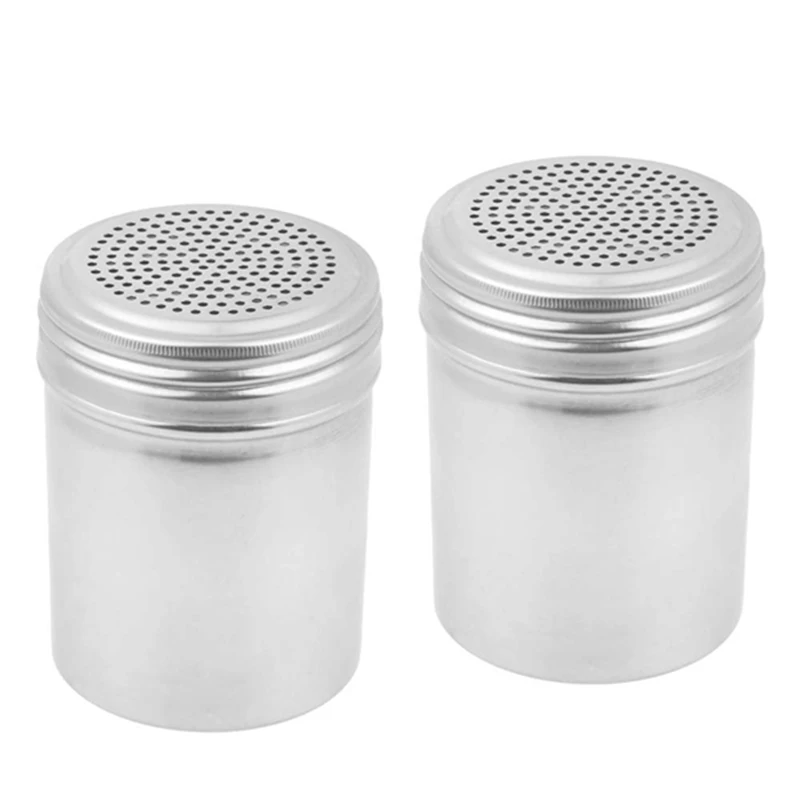 (Set of 2) Dredge Shakers 10 oz Stainless Steel Spice Shakers Baking/Cooking