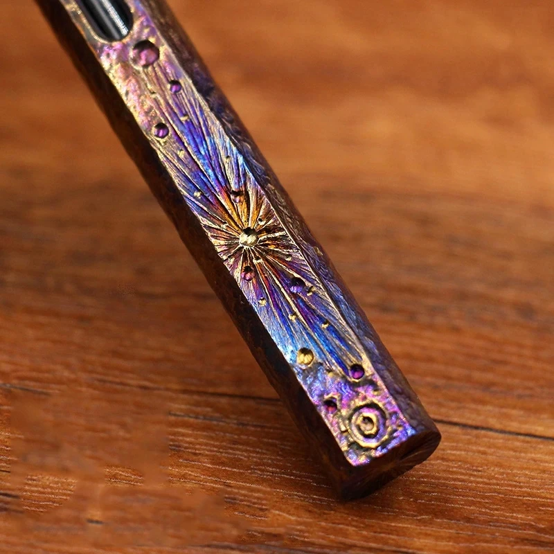 Imagem -05 - Edição Limitada Titanium Alloy Dual-use Pen Handmade Upscale Business Signature Pen Heavy Handle Starry Sky Gel Coletar Presente