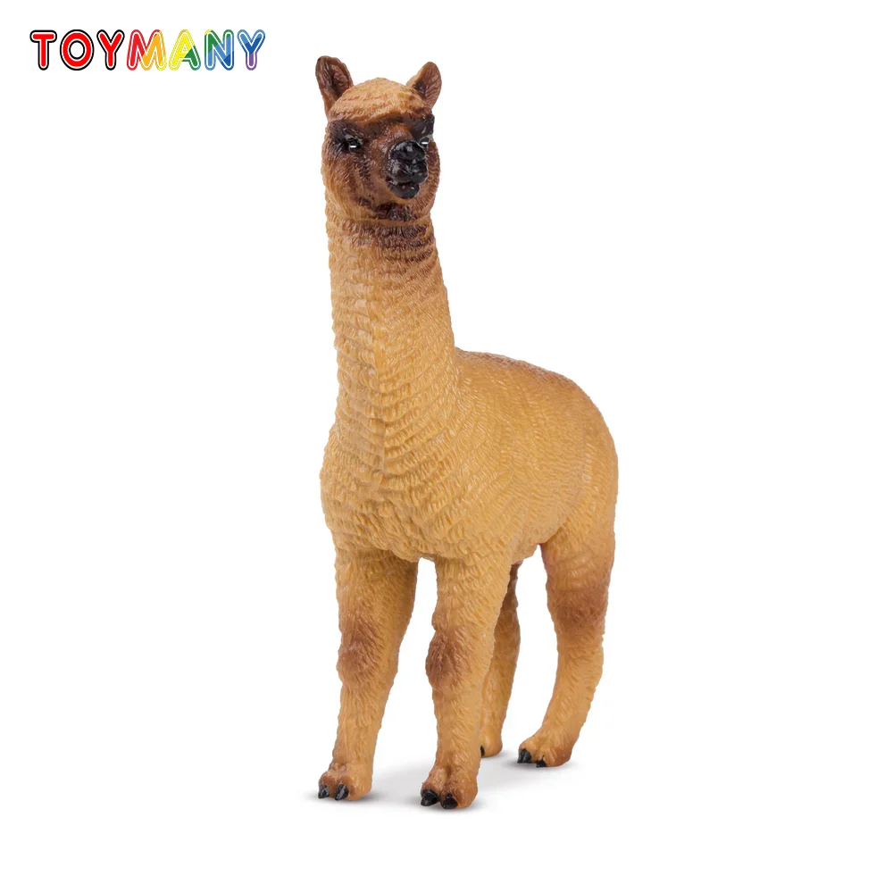 

Toymany Simulation Brown Male Alpaca Wildlife Animal Model Toy Mini Figures Dolls Action Figurines Toys Children Gift