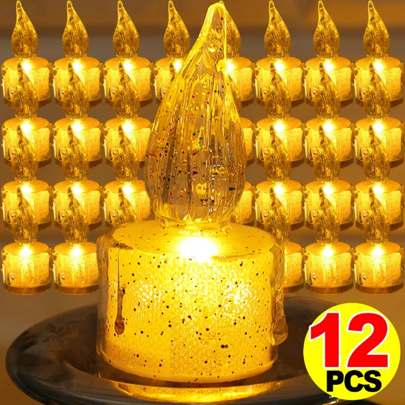 

12/1PCS LED Candles Light Mini Flameless Candle Acrylic Flickering Candle Night Light Home Party Wedding Decor Tealight Candles