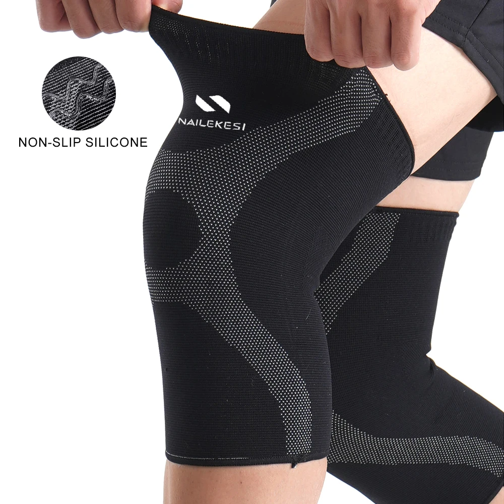 1Pair Plus Size Knee Compression Sleeve for Men and Women, Knee Support Brace for Running and Work out S-4XL