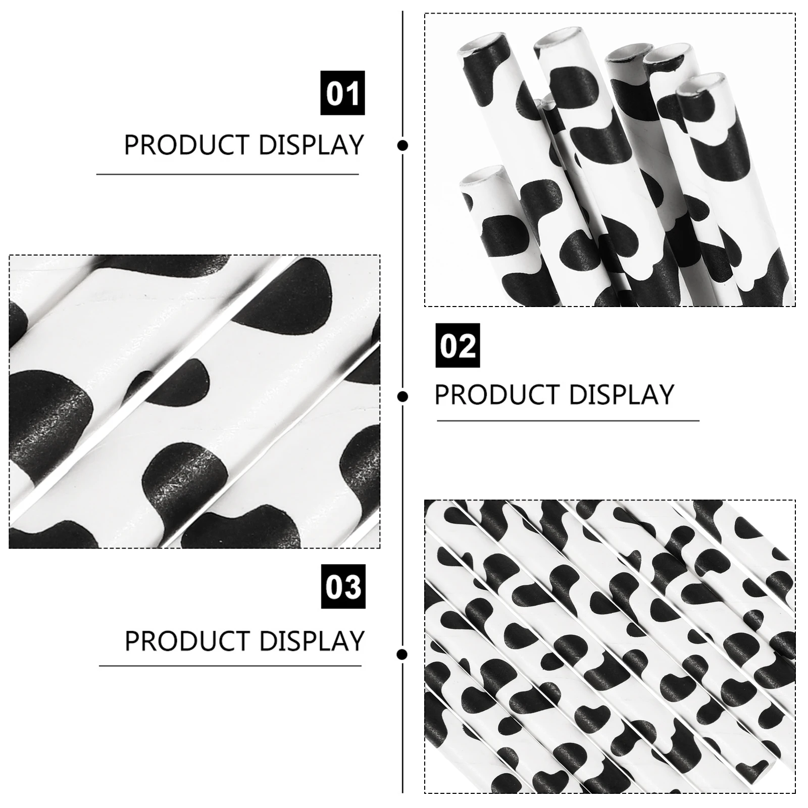 

60pcs Cow Cow Prints Paper Straws Biodegradable Party Straws Farm Party Decorations Milk Theme Birthday Supplies