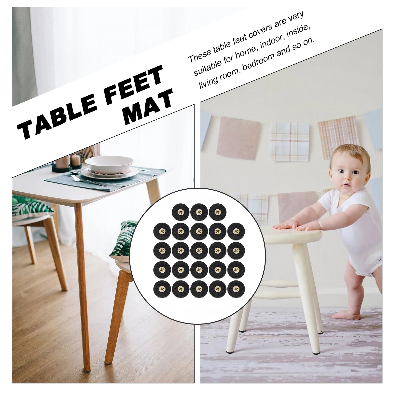 

28 Sets Feet Chair Feet Protectors Pads PVC Desk Protective Rubber Chair Leg Covers Non Slip Noise Reduction Floor Mats