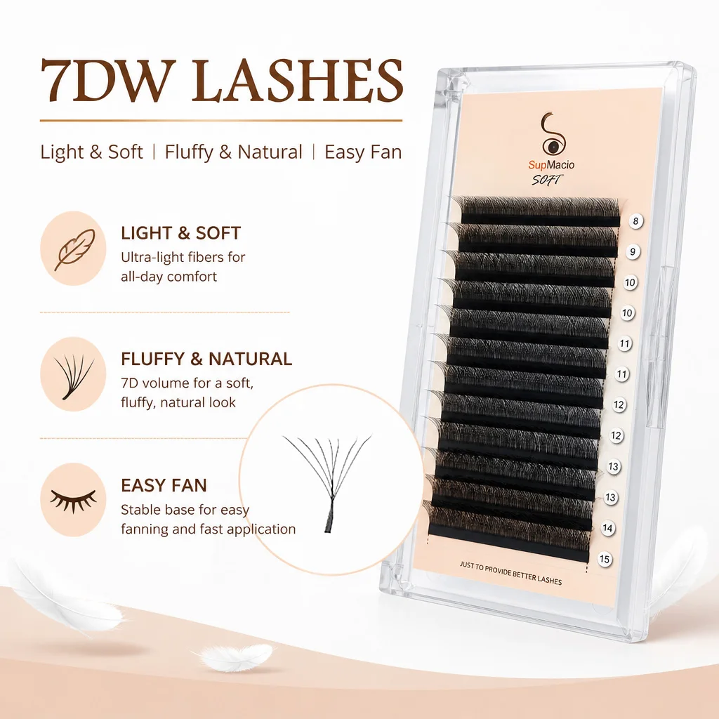 Supmacio 7DW Eyelash Extensions Automatic Flowering Shape Bloom 0.07 Premade Fans  Individual Lashes Full Dense for Women