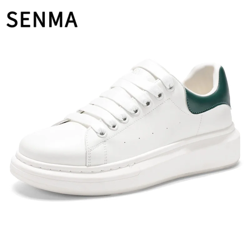 

SENMA Men Causal Shoes Brand Spring Designer Couple White Sneakers Platform Leather Tennis/Board Shoes Trainers Female Walking