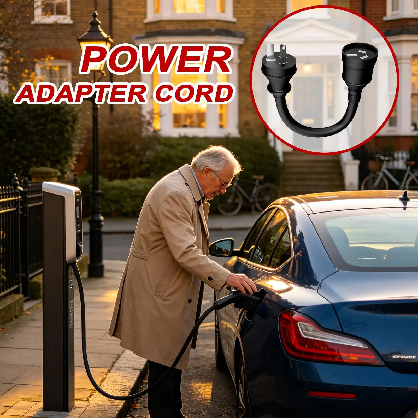 Ev Extension Cord 10a Plug To 15a Power Heavy-Duty Cable Adapter EV Charging Extension Cord For Electric Vehicles Rv Camper