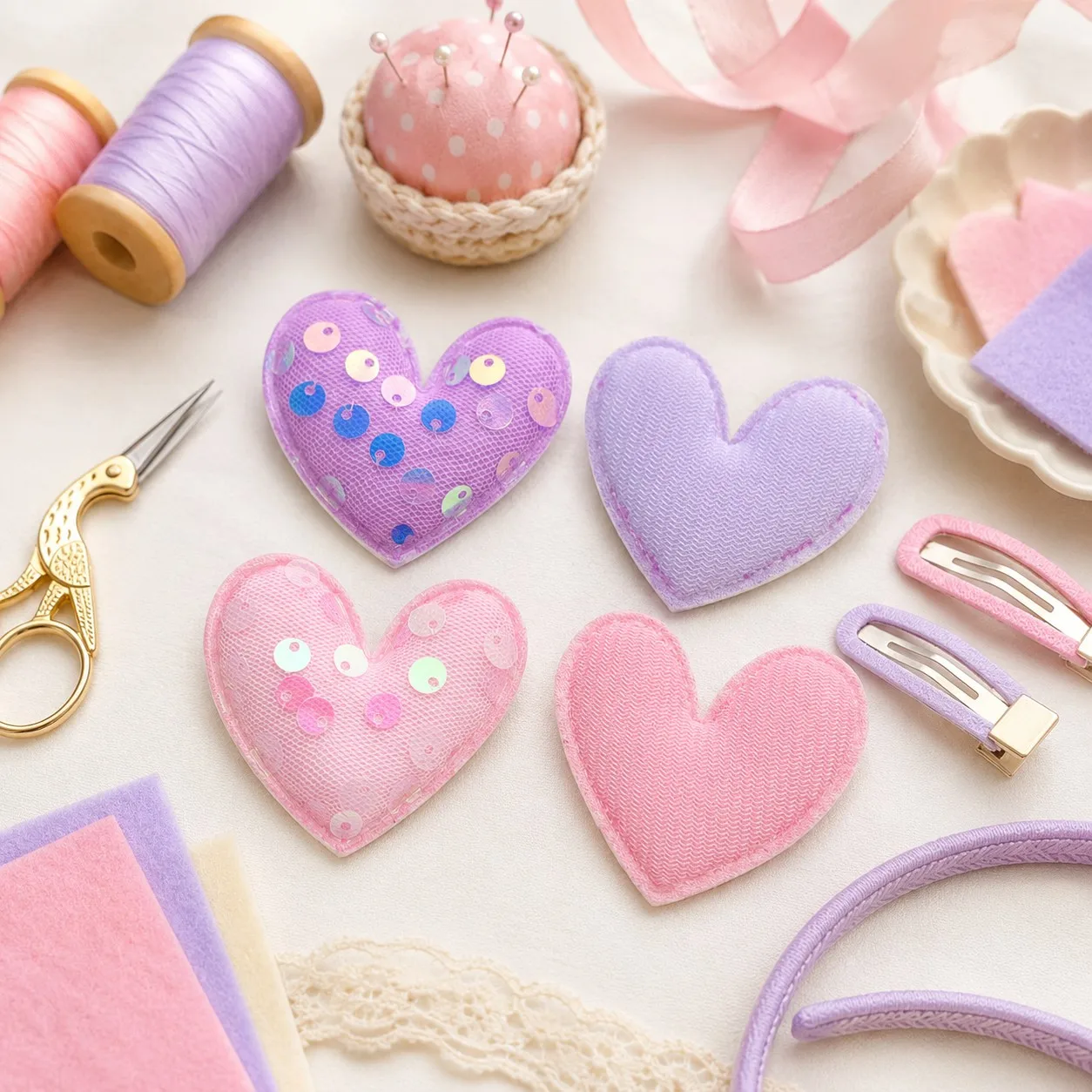 Ultrasonic embossed sequin heart DIY hair accessory, clothing, shoes and accessory items