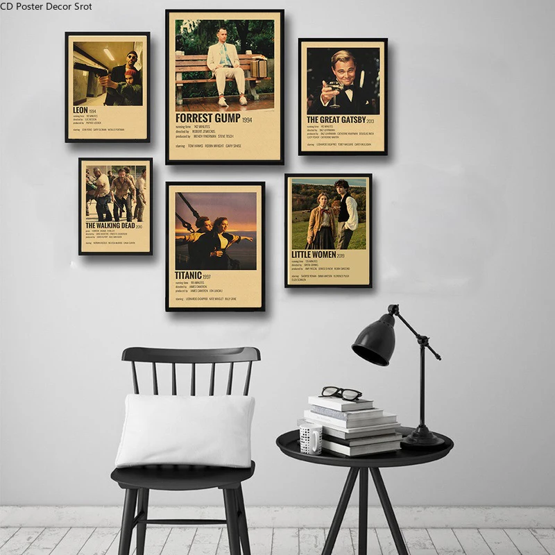 Movie TV Anime Leon Mid90s Titanic Retro Poster Kraft Paper Posters Vintage Home Room Bar Cafe Decor Aesthetic Art Wall Painting