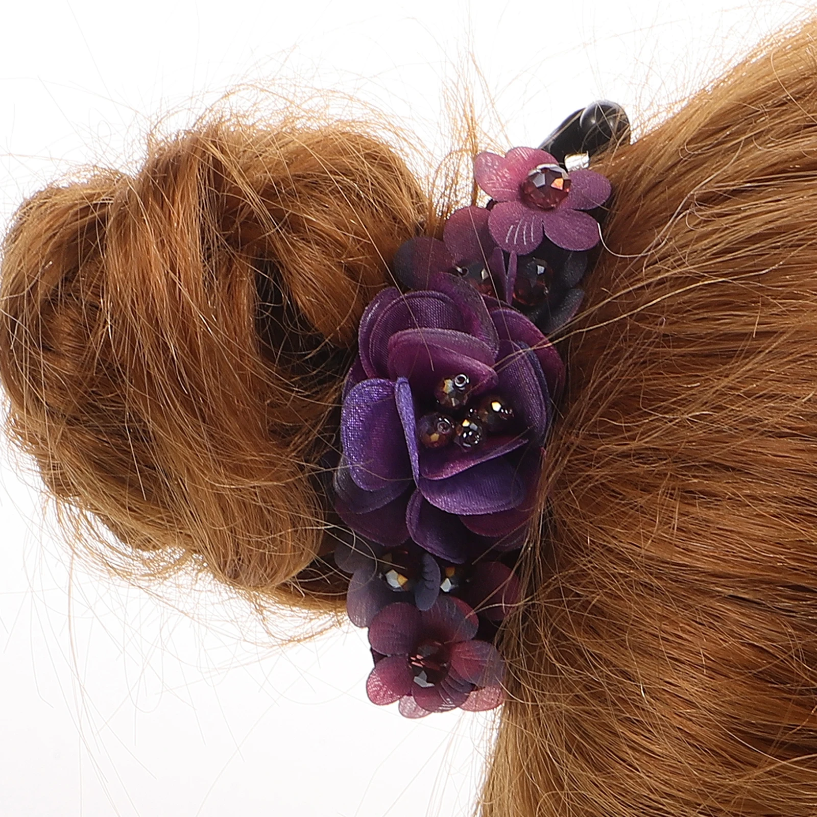 

Flower Hair Clips Purple Decorative Ponytail Holders Resin Claw Long Lasting Durable Styling Tool Updo Accessories