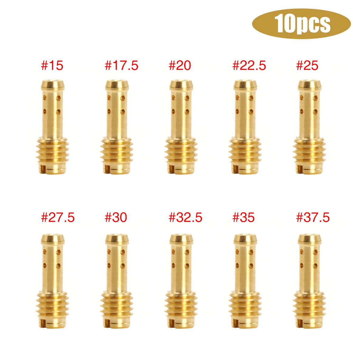 ZSDTRP 10pcs 8 Bleed Holes Pilot Jet For MIKUN VM/TM/TMX Carburetor Pilot Jets Idle Jets 15-37.5