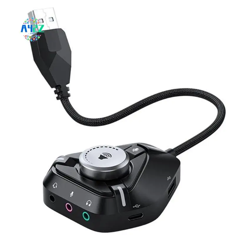 A42Z-95AF USB Sound Card External Sound Card With 3X3.5Mm 2Xusb 1Xtype C Port Sound Adapter For Desktop PC Laptop Headphone