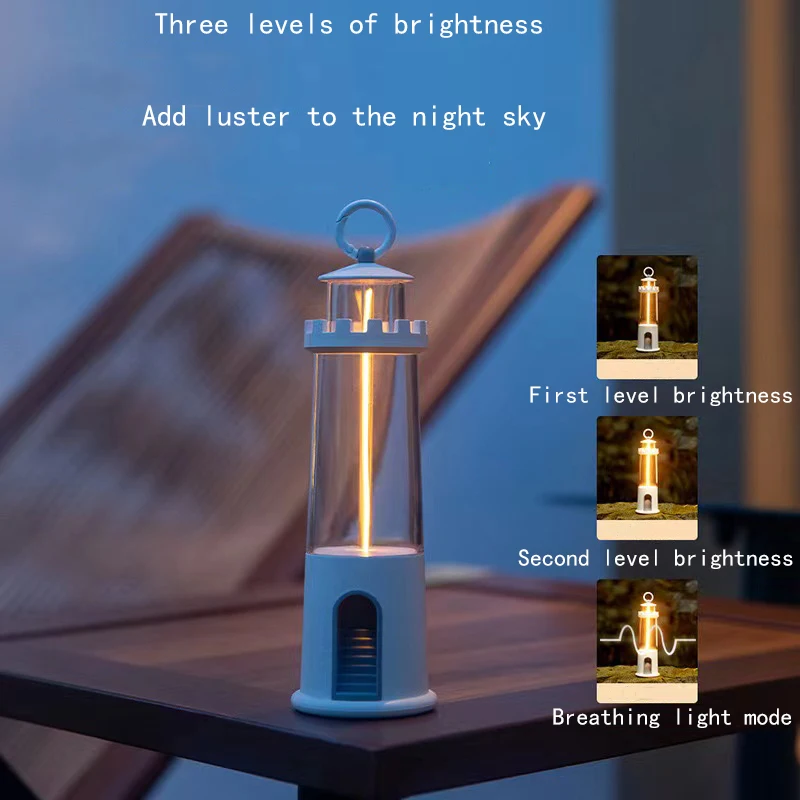 Atmosphere Night Light, Rechargeable Long-Lasting Outdoor Camping Tower Lantern, LED Camping Light