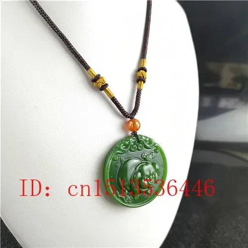 الطبيعية الخضراء الصينية خنزير منحوتة اليشم قلادة قلادة سحر المجوهرات الأزياء محظوظ تميمة هدايا للنساء رجل