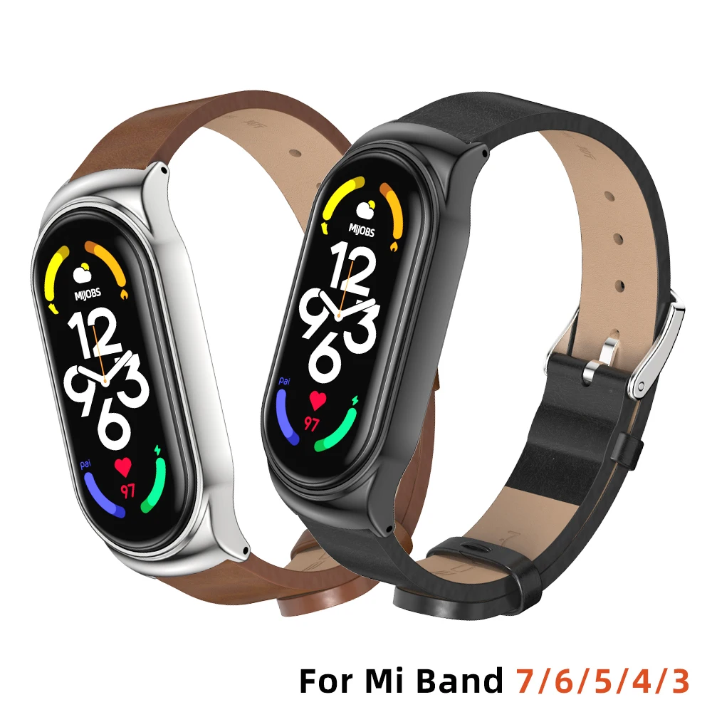 Strap für Xiaomi Mi Band 7 6 5 4 3 Armband für Mi Band 5 PU Leder Handgelenk Mi Band 6 Strap Armbänder Pulseira Smart Zubehör
