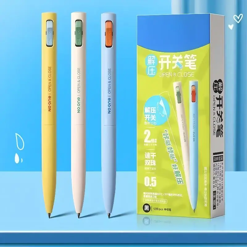 Hot Sale 1Pcs Creative Open/Close 0.5mm Dual Ball Tip Quick-Dry Black Ink Pens Fidget Click Gel Pen Fun Stationery