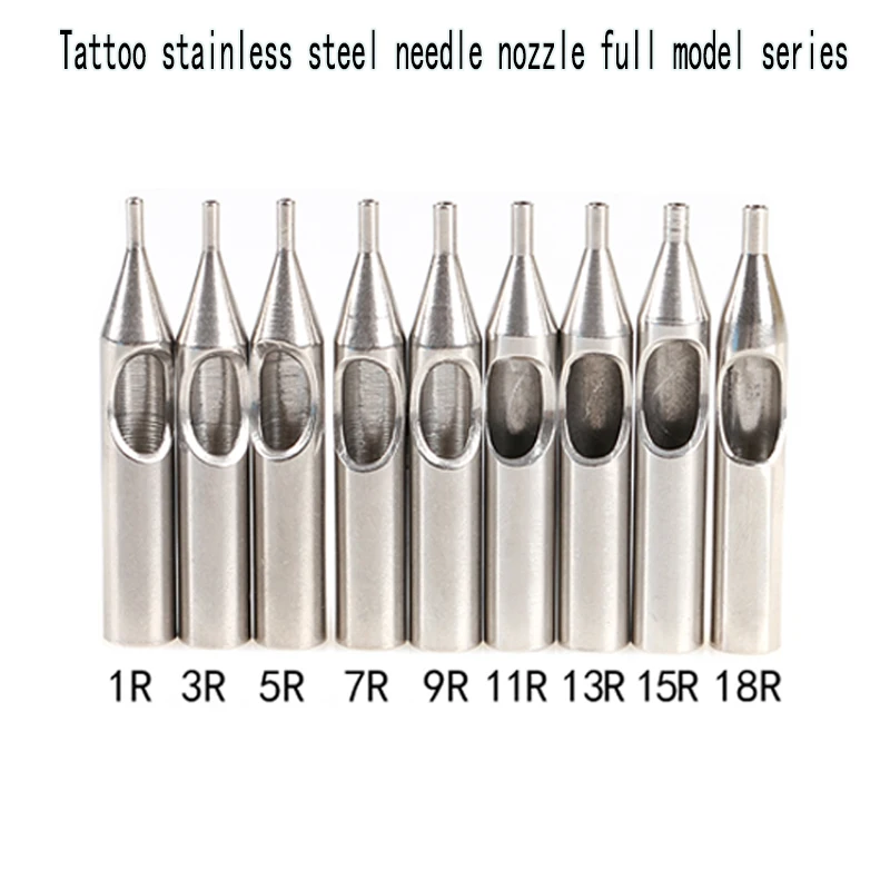5PCS Stainless Steel Tattoo Tips Tubes Round Flat Nozzle for Tattoo Needles Machine Grip Supplies