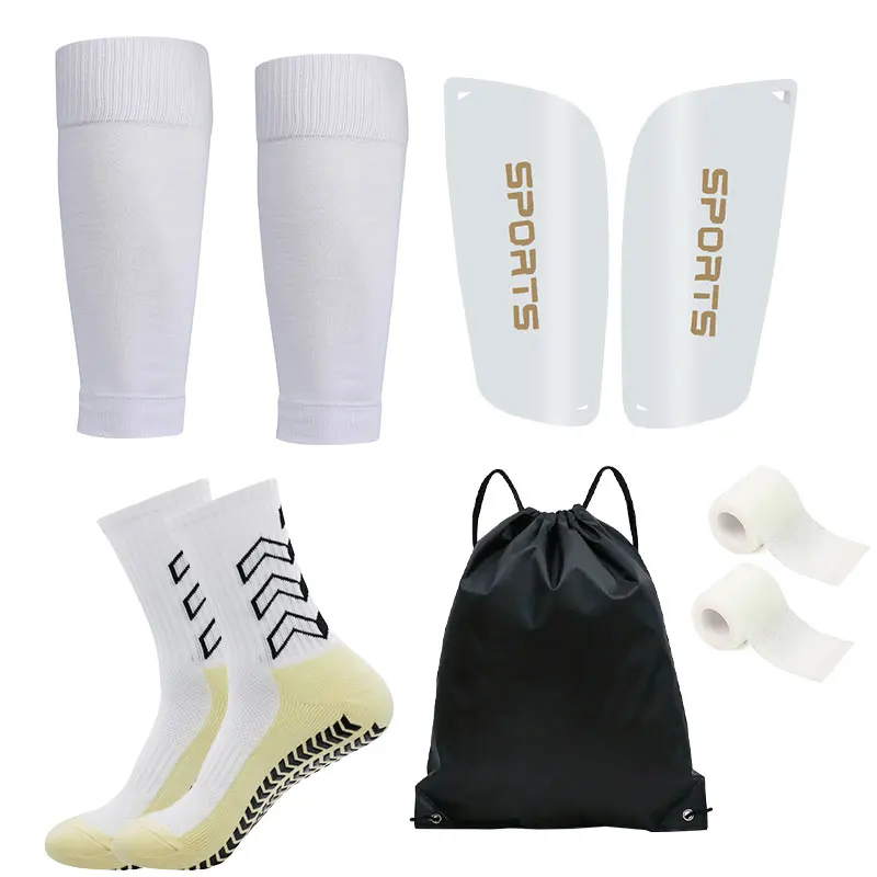 5PCS Set Football Bag Men Soccer Socks Grip Women Sport Socks Soccer Leg Cover Shin Pads Soccer Training Shank Guard Bandage