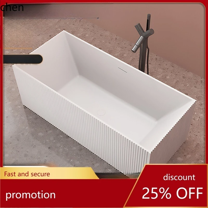 CZ freestanding artificial stone bathtub with vertical wave pattern for guesthouses and hotels