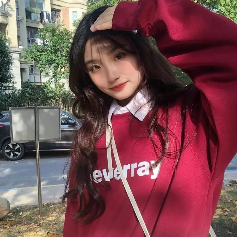 

Women'S Sweatshirts Cute Clothes Fit Fashionable Comfortable Winter Zipper Trend Simple Wear Unisex Round-Neck Harajuku Pattern