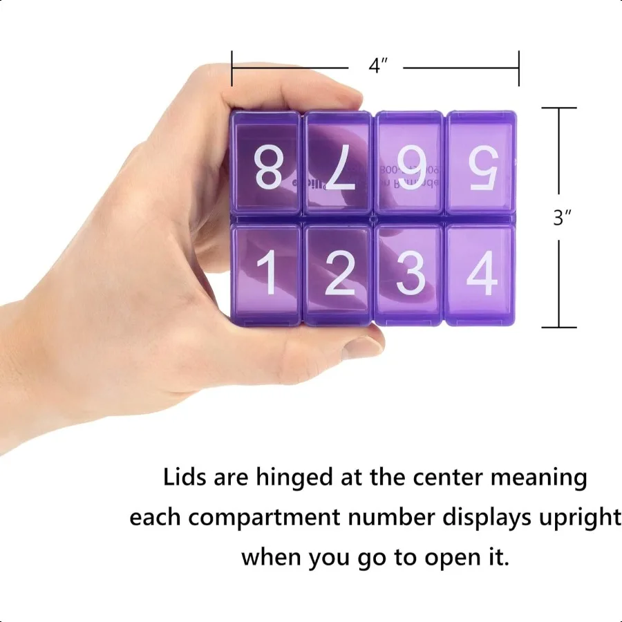กล่องจัดยา 8 ช่องต่อวัน x 7 วันต่อสัปดาห์ สำหรับวิตามินและยา หลากสี