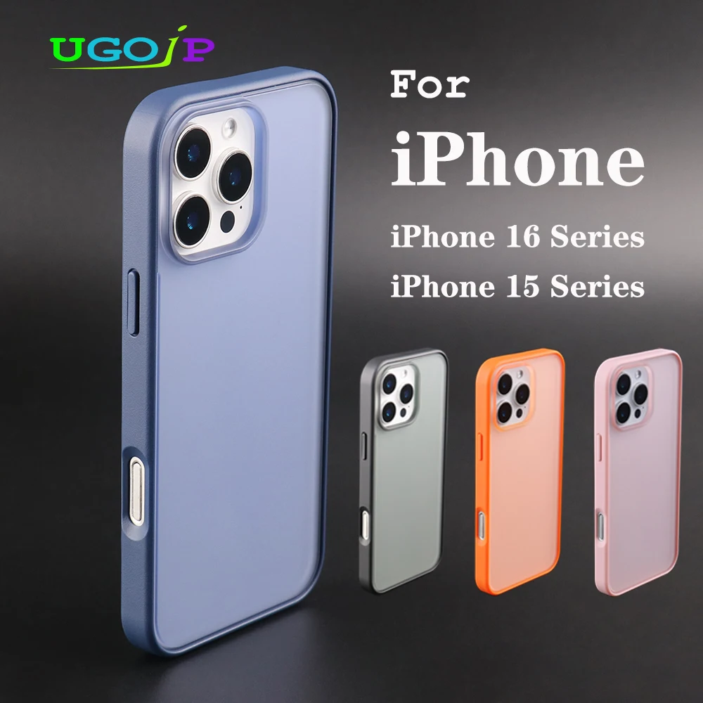 

UGOjP Case For iPhone 16 Pro Max Frosted Phone Case For iPhone 15 Pro Max Matte Anti-fingerprint Shockproof Protective Cover