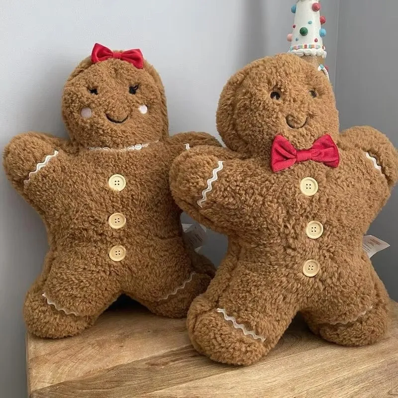 Christmas Decoration Toys Cute Gingerbread Man Plushie Toy Biscuit Man Doll Cartoon Soft Pillow Cushion Home Decor Kids Gift