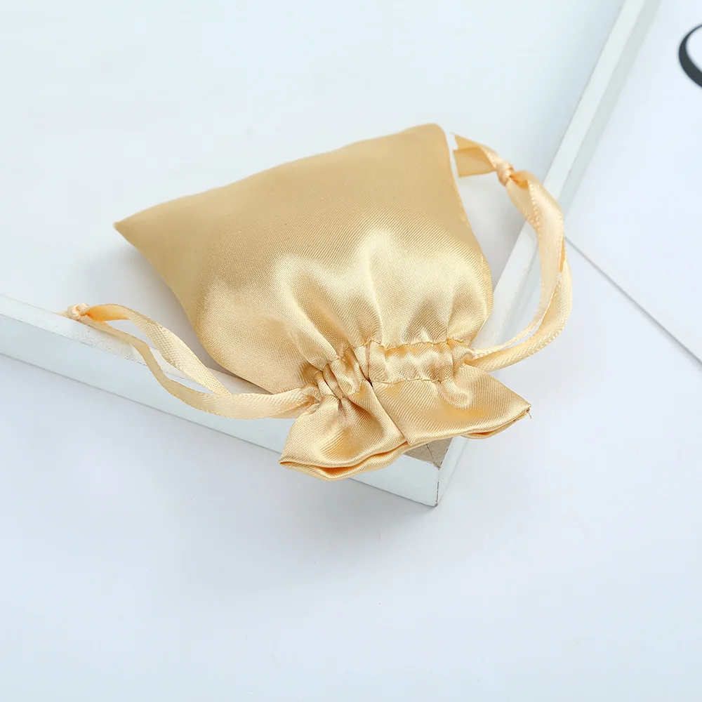 100pcs Wholesale Satin Drawstring Bags Golden/gray Storage Bag Jewelry Pouches for Wedding Party Ornament Gift Can Be Customized