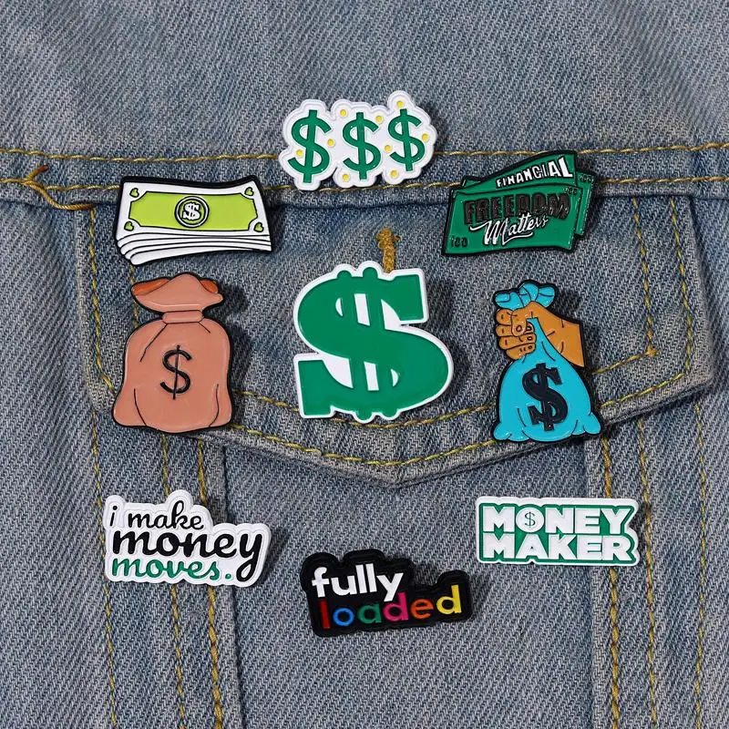 Money Maker Enamel Pins Custom I Make Money Moves Brooches Lapel Badges Funny Purse Jewelry Gift for Kids Friends