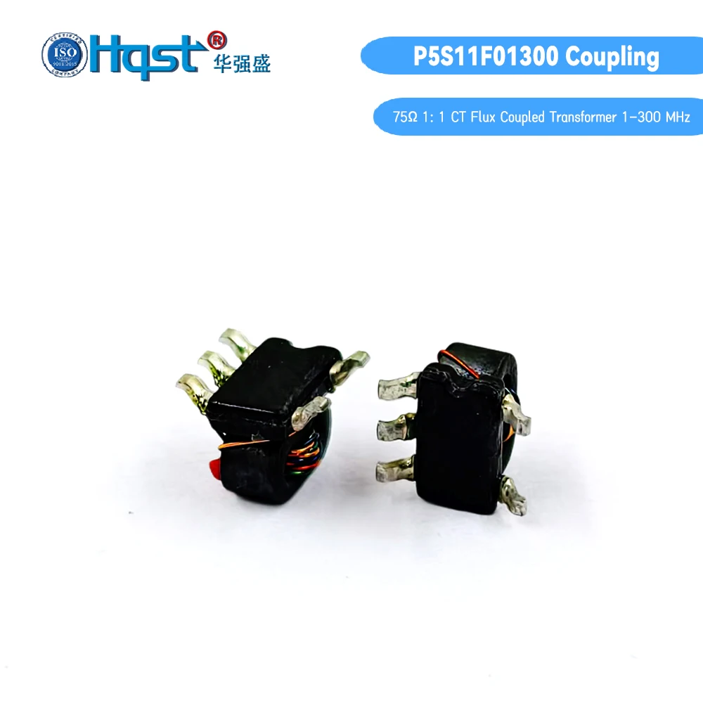 Hqst P5S11F01300 مقاومة 75Ω نسبة الانقلاب 1:1 CT محول مقترن بالتدفق 1-300 ميجا هرتز RF محول