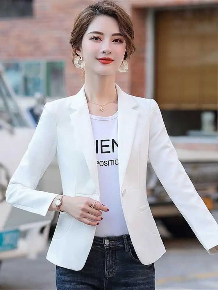 بدلة نسائية قابلة للتنفس بقصة ضيقة من Jaet غير رسمية متعددة الاستخدامات كورية Sle لربيع وخريف 2023 وصلت حديثًا بلوزة Ele #3