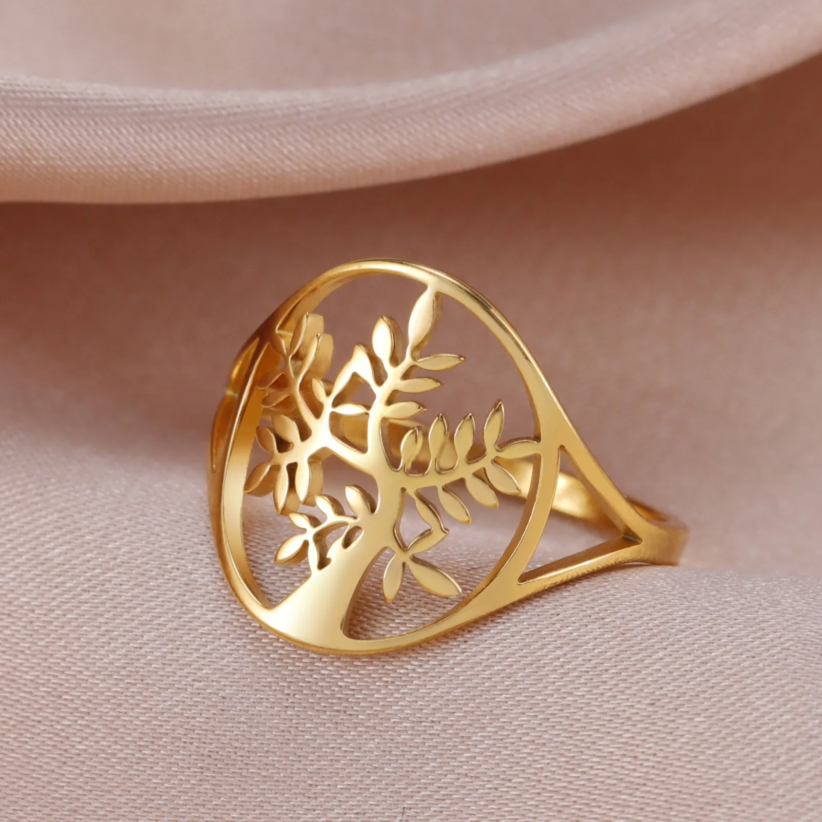 HIPEE 316L Stainless Steel Rings Hollow Tree Of Life Ring For Women Man Personalized Trendy Engagement Wedding Jewelry Gifts
