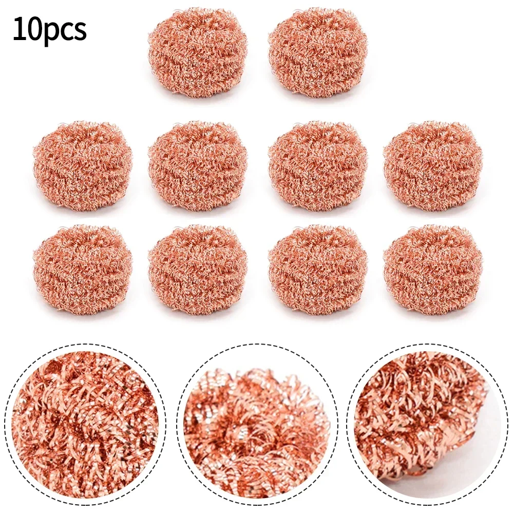 10 Chiếc Đồng Dây Kim Loại Xốp Chấm Bi Sắt Đầu Vòi Phun Bụi Xỉ Tẩy Làm Sạch Bóng Hút Thiếc Loại Mỏ Hàn Lưới Lọc