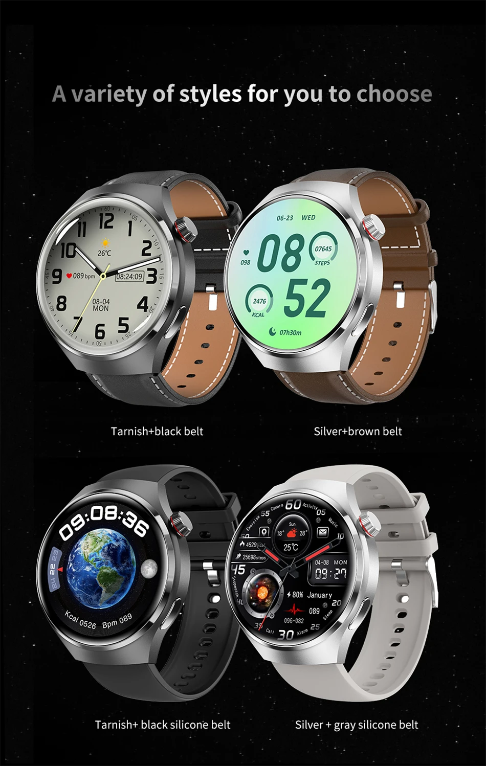 2026 New Watch 4 Pro Man Woman Smart Watch Bluetooth Call GPS NFC Heart Rate 100+ Sports Waterproof Smart Watch For Android iOS S7ab501aeab0640ea966442fa6b33043bO