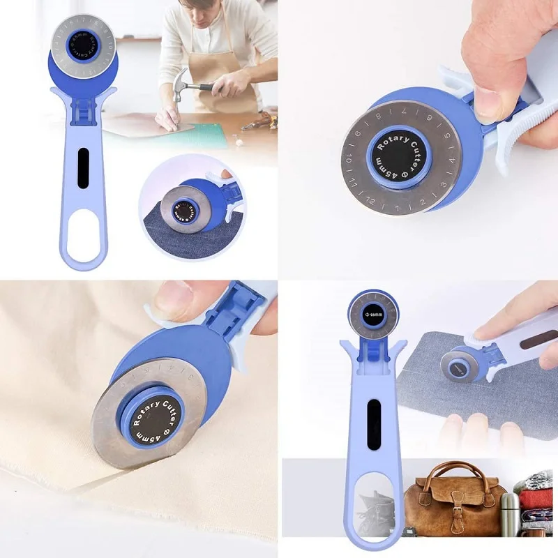 Rotary Cutter Kit Include Fabric Cutter,45mm-28mm Rotary Cutter,Bade,Tracing Wheel,Cutting Mat,Acrylic Ruler,Sewing Clips DIY