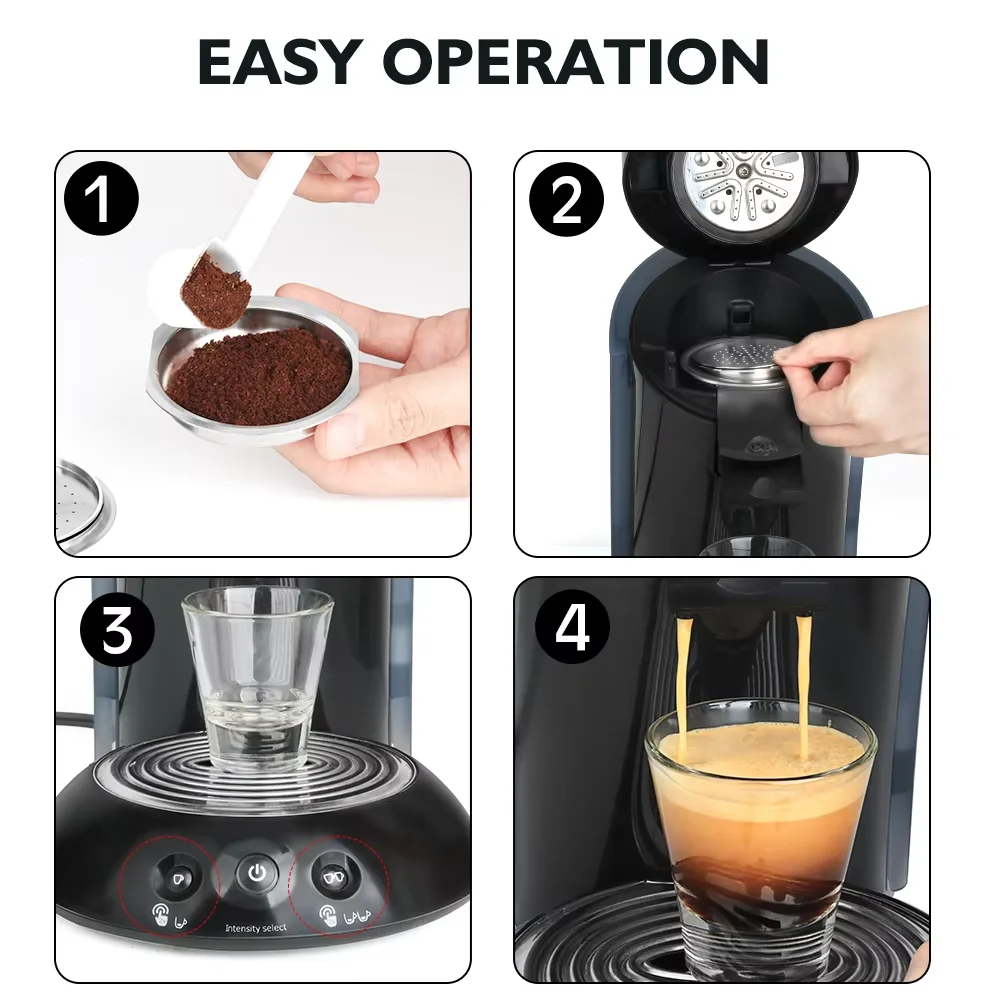 Reusable Coffee Capsule for Senseo Philips HD7801 & HD6592 System Refillable Espresso Coffee Pad Filter Crema Maker view 6