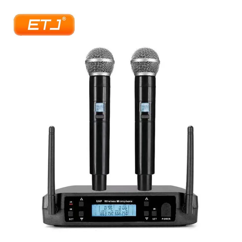 Micrófono Inalámbrico Dual Profesional GLXD24 para Actuaciones en Escenario, UHF GLXD Dinámico de 2 Canales, de Mano