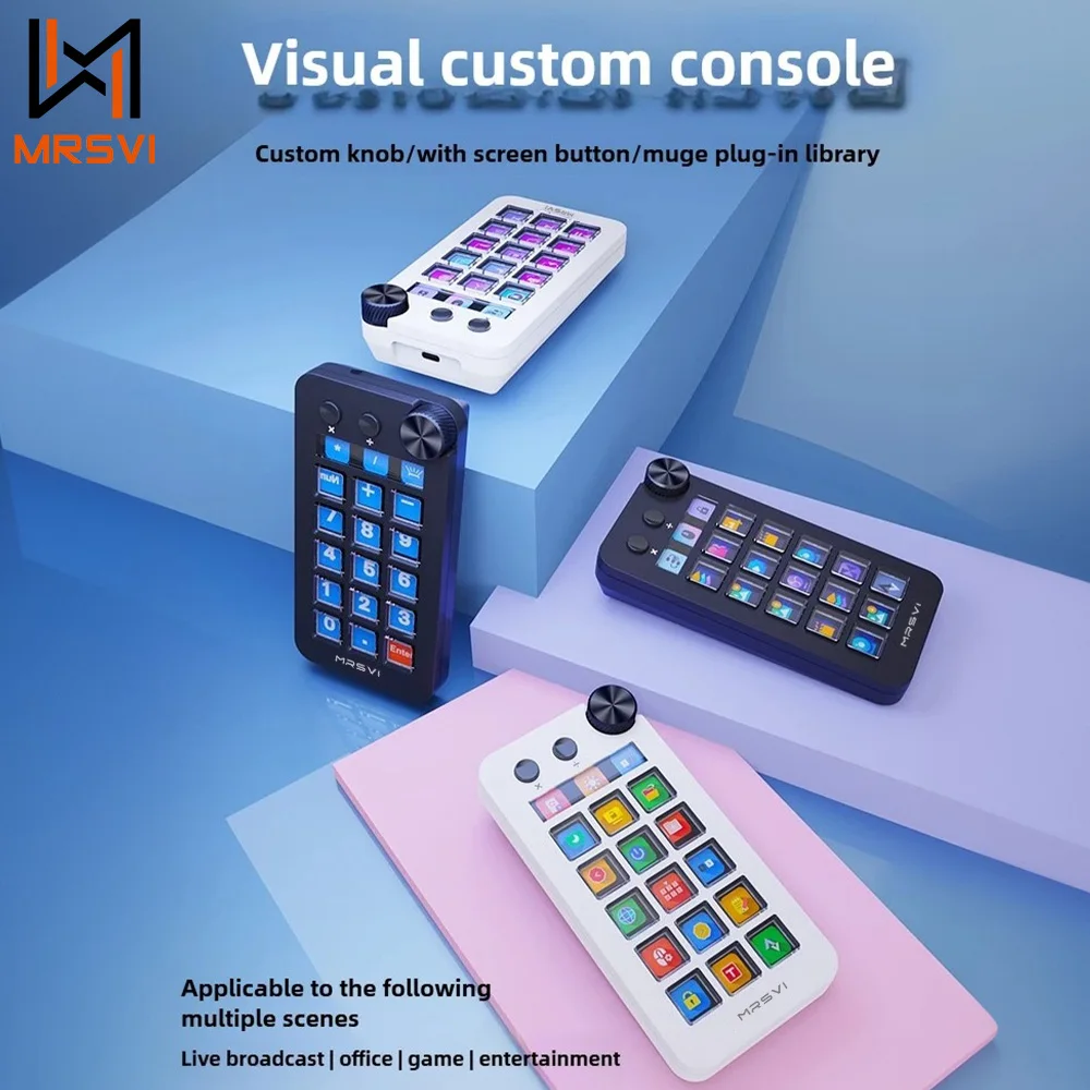 MRSVI N1 Custom Stream Deck Visual Macro Keyboard 15Keys LCD Button Live Content Creation Controller Stream Dock Screen