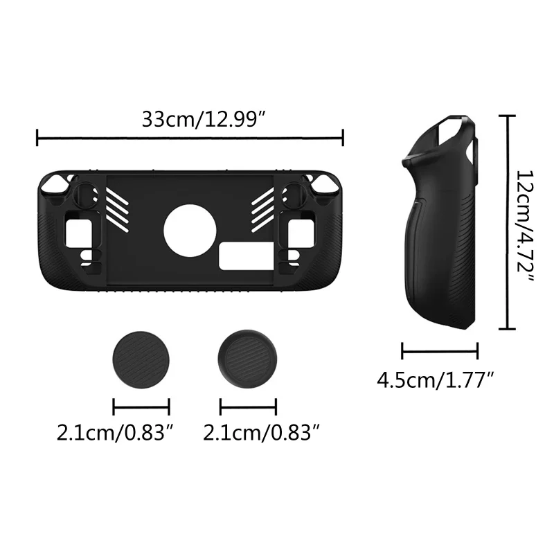 For Steam Deck Soft Silicone Protective Cover Case with 4 Joystick Caps Durable Shockproof Shell Gaming Console Accessories