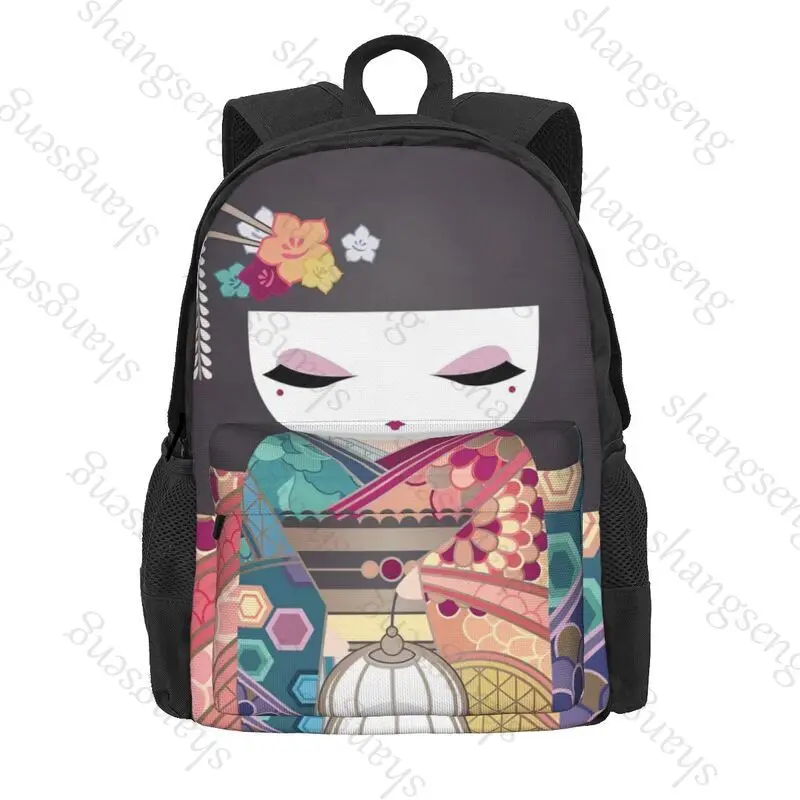 Cute Japanese red sakura doll Backpack School Suitable for student holiday and travel backpack laptop USB Backpack