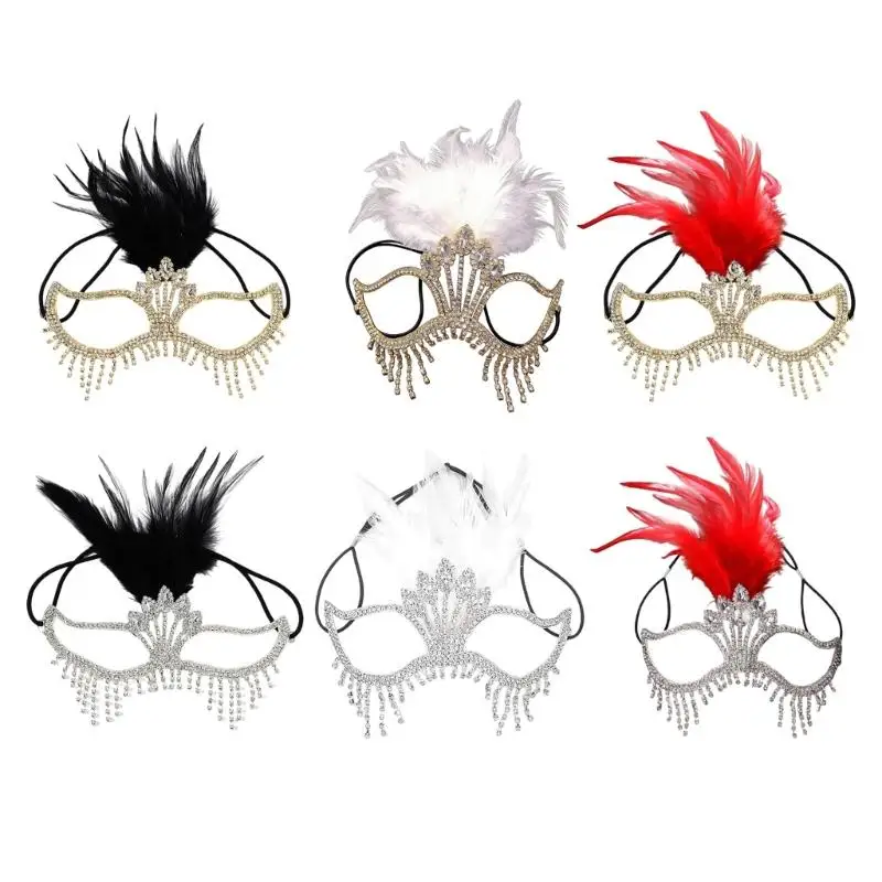 Mặt nạ dự tiệc có lông vũ 652F Phụ kiện trang phục thời trang độc đáo dành cho nữ