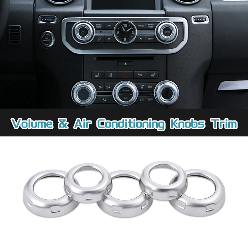 5 Pcs Chrome Volume & Air Conditioning Knobs Trim For Land Rover Discovery 4 LR4 Range Rover Sport