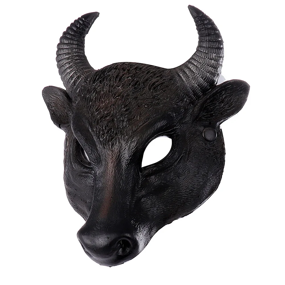 Ox Masks Black Buffalo Cosplay Halloween Masks PU Black Bull Half Face Mask Horror Animal Cosplay Mask Party Masque Accessories